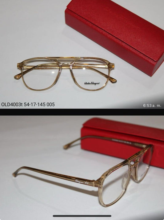 Lentes Salvatore Ferragamo OLD4003T 005 - Réplica Nueva (Montura Transparente Dorada)